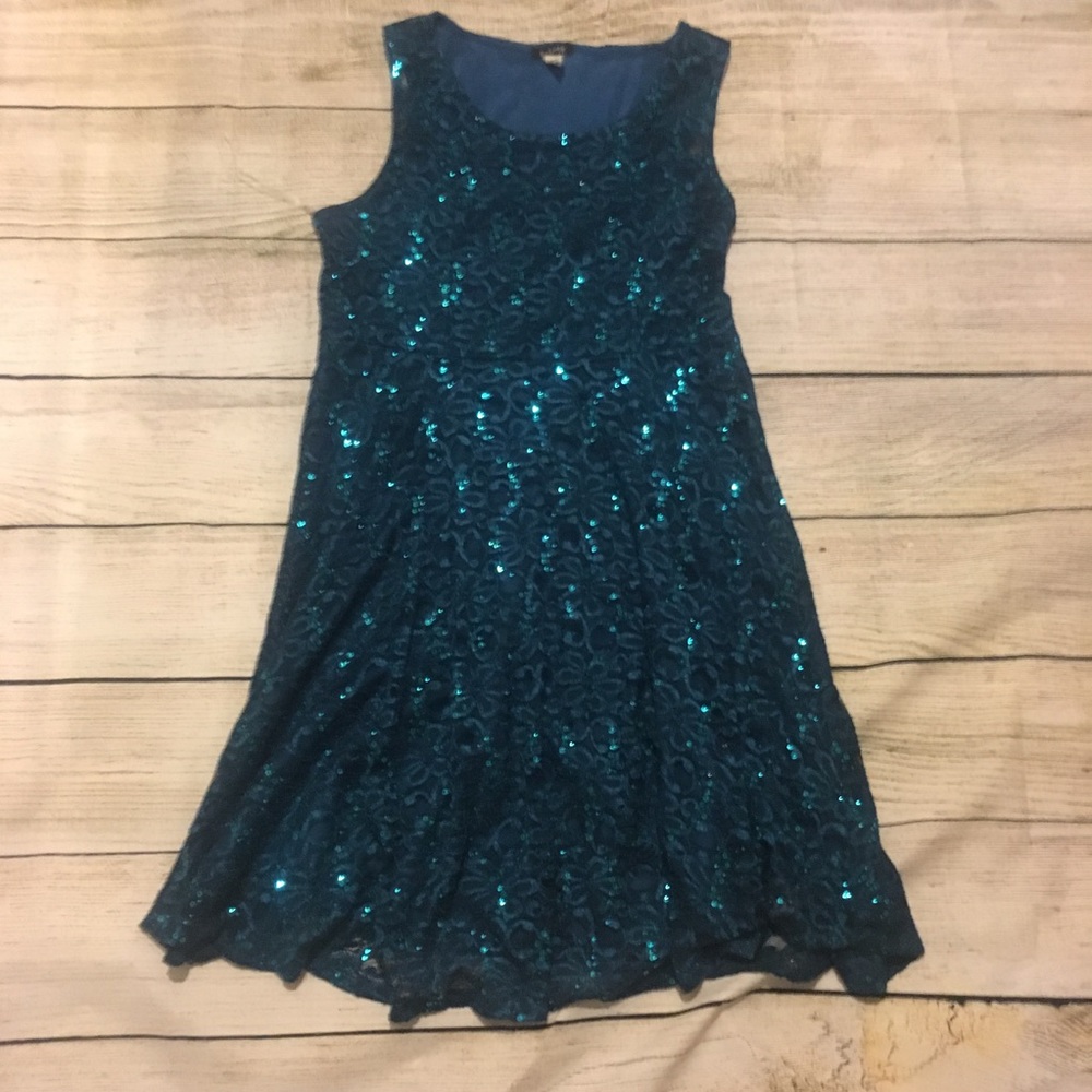 ModCloth Turquoise Lace Sequin Dress